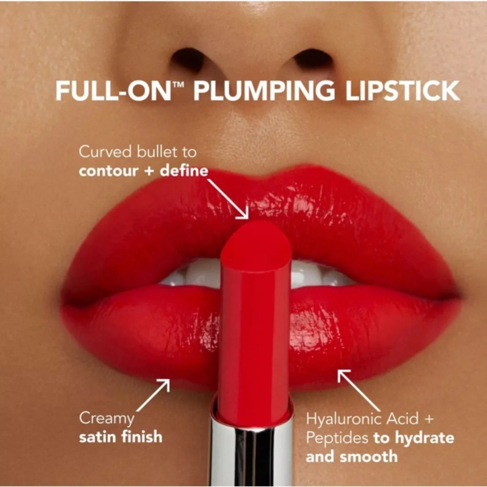 💎 Buxom Full-On Satin Lipstick in Red My Lips Full-Size New In Box